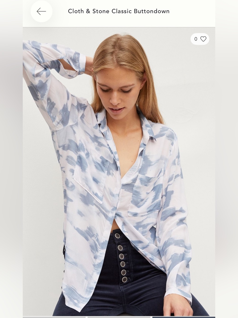 Anthropologie Cloth & Stone watercolor Classic Button down. Size medium